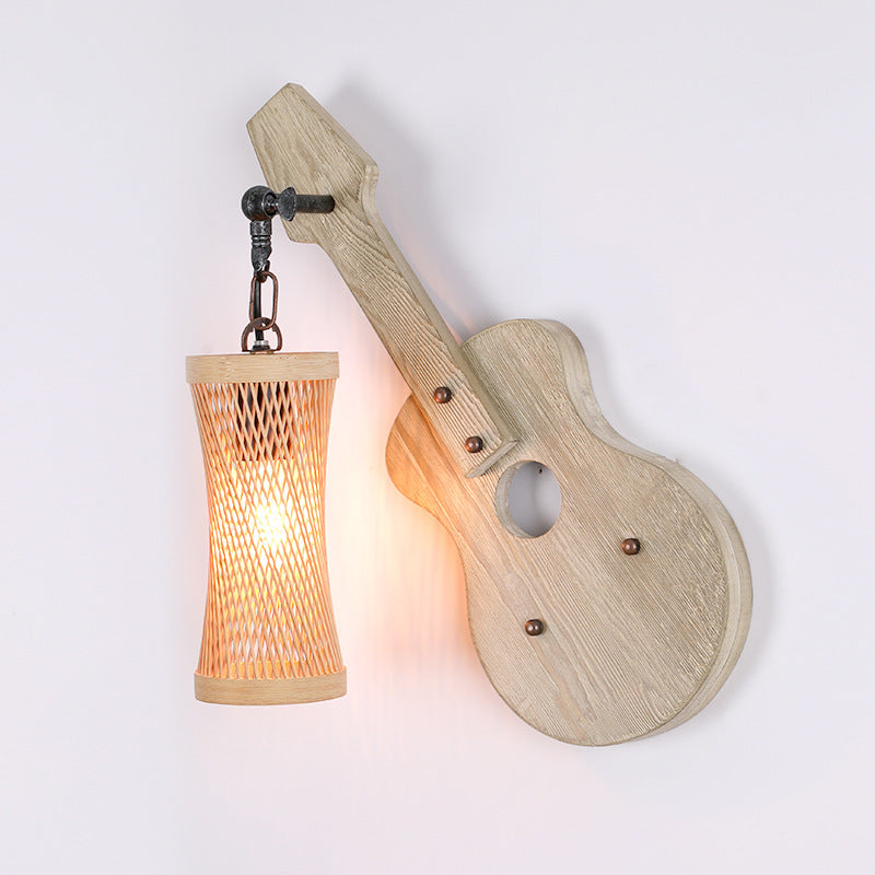 Lantern Solid Wood Metal Glass 1-Light Wall Sconce Lamp