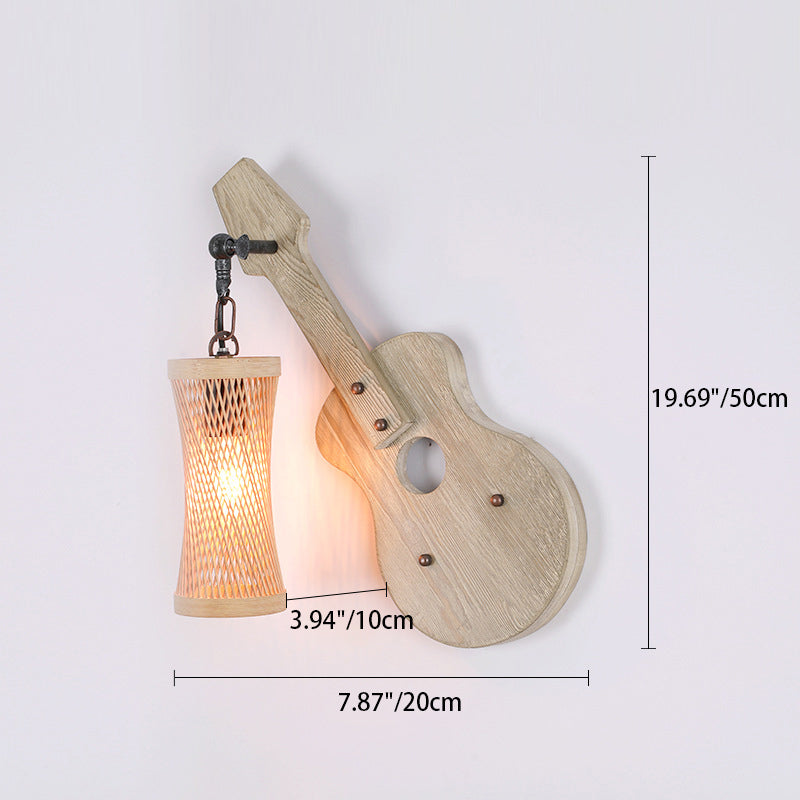 Lantern Solid Wood Metal Glass 1-Light Wall Sconce Lamp