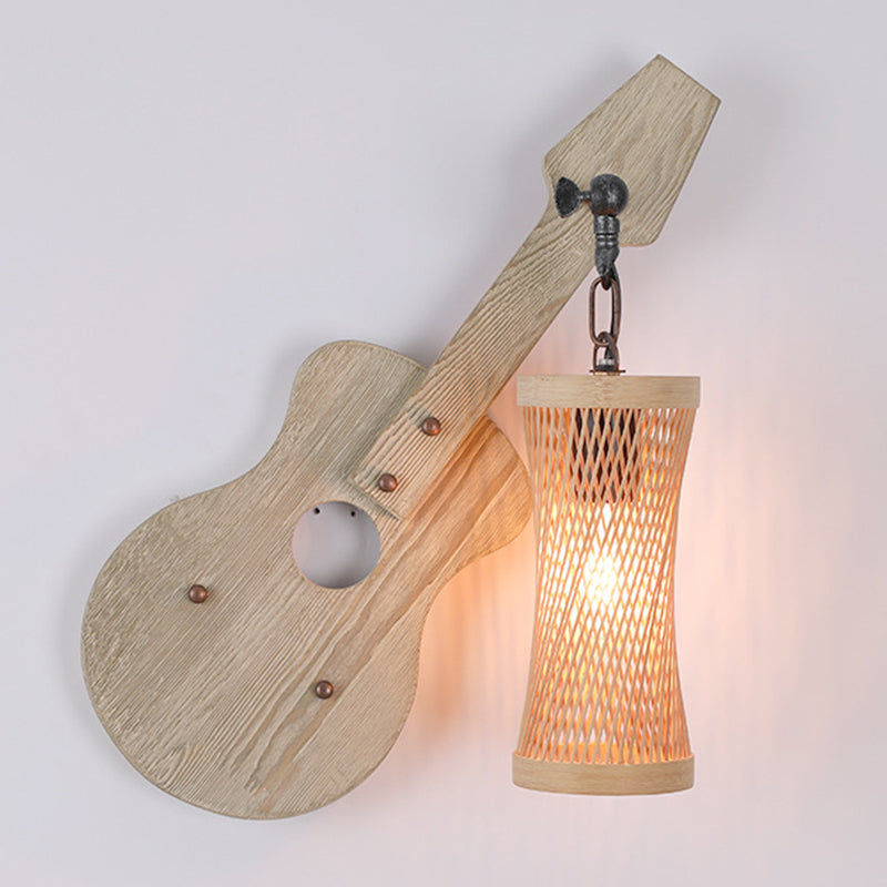 Lantern Solid Wood Metal Glass 1-Light Wall Sconce Lamp