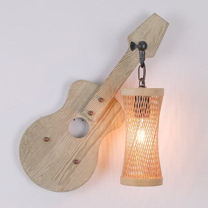 Lantern Solid Wood Metal Glass 1-Light Wall Sconce Lamp