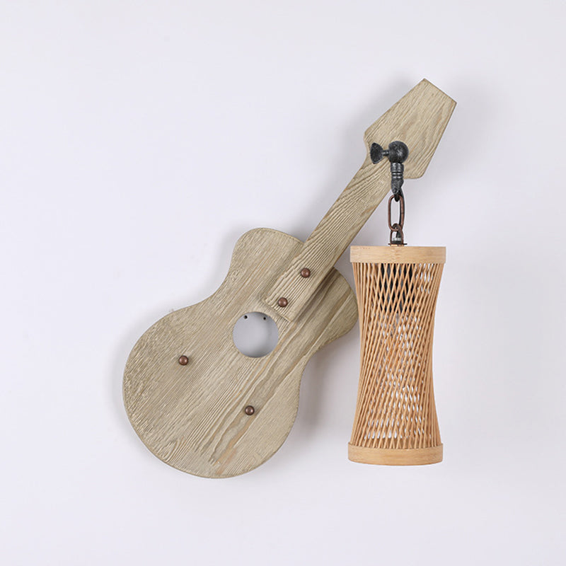 Lantern Solid Wood Metal Glass 1-Light Wall Sconce Lamp