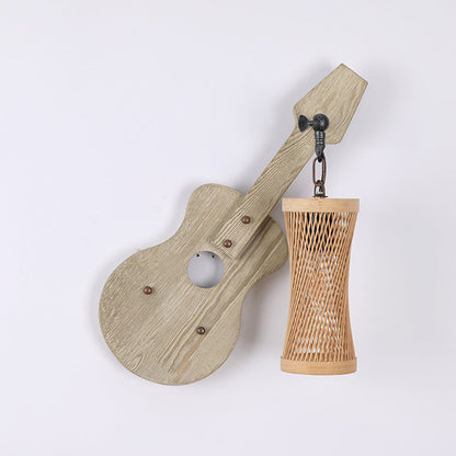 Lantern Solid Wood Metal Glass 1-Light Wall Sconce Lamp