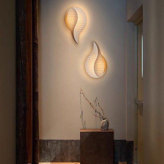 Traditional Japanese Teardrop Fabric LED Wall Sconce Lamp