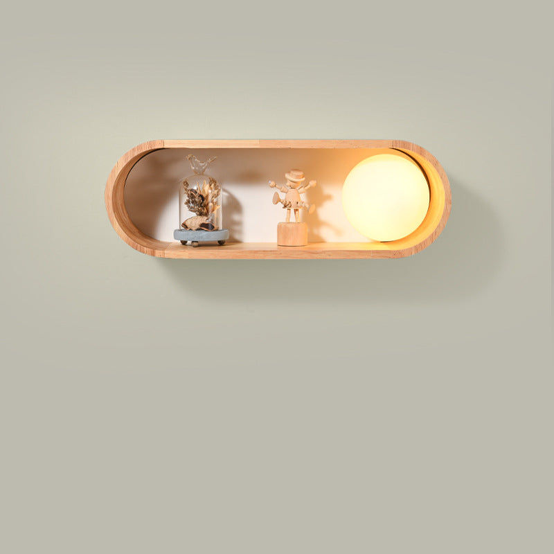 Japanese Iron Solid Wood Glass 1-Light Wall Sconce Lamp
