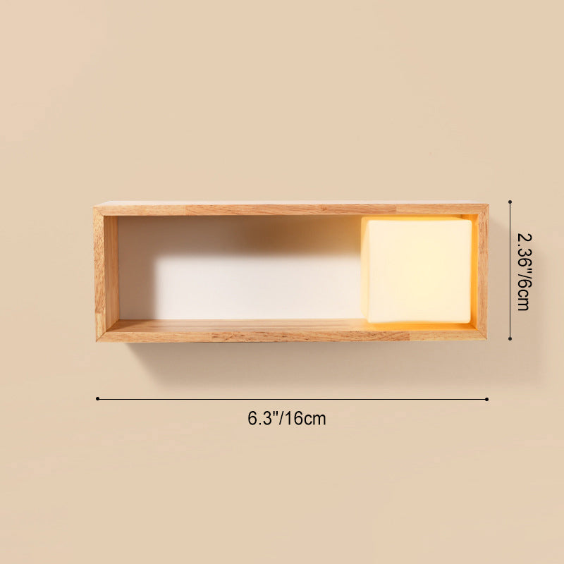 Japanese Iron Solid Wood Glass 1-Light Wall Sconce Lamp