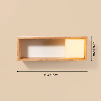 Japanese Iron Solid Wood Glass 1-Light Wall Sconce Lamp