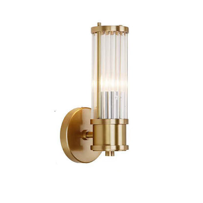 Transparent Cylinder Iron Glass 1/2 Light Wall Sconce Lamp