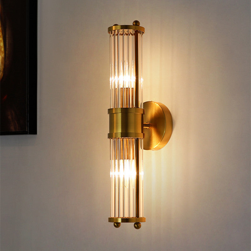Transparent Cylinder Iron Glass 1/2 Light Wall Sconce Lamp