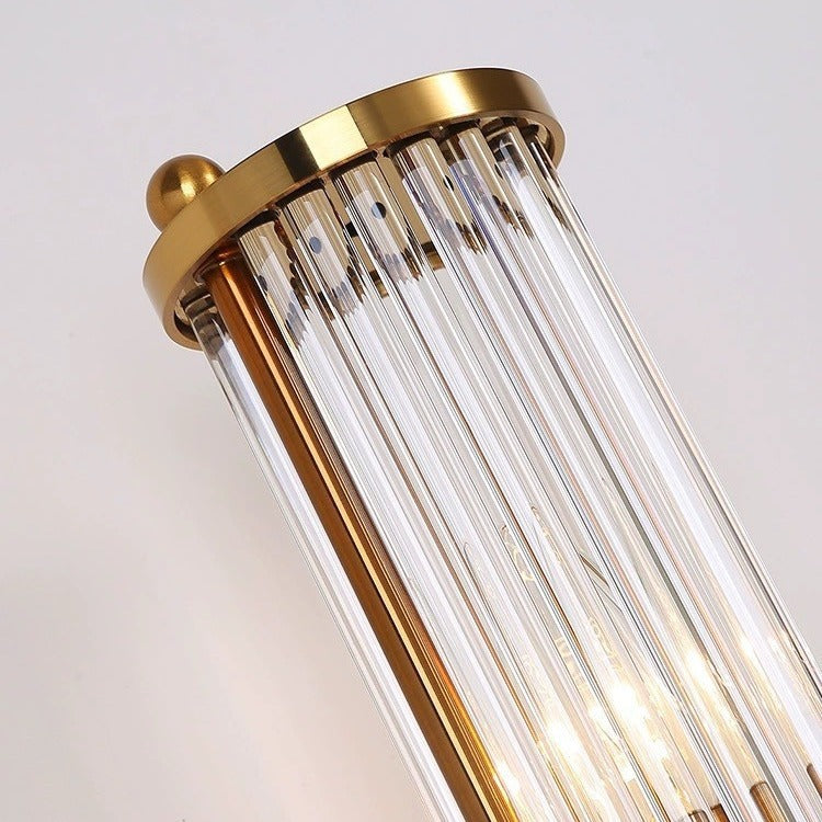 Transparent Cylinder Iron Glass 1/2 Light Wall Sconce Lamp