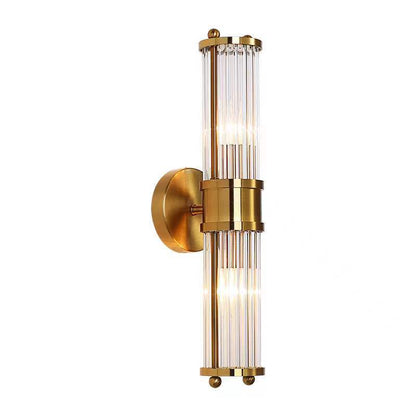 Transparent Cylinder Iron Glass 1/2 Light Wall Sconce Lamp