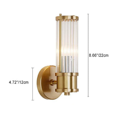 Transparent Cylinder Iron Glass 1/2 Light Wall Sconce Lamp