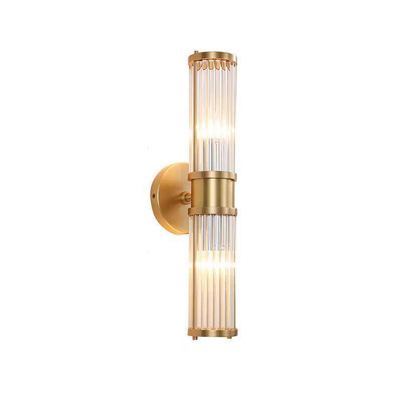 Transparent Cylinder Iron Glass 1/2 Light Wall Sconce Lamp