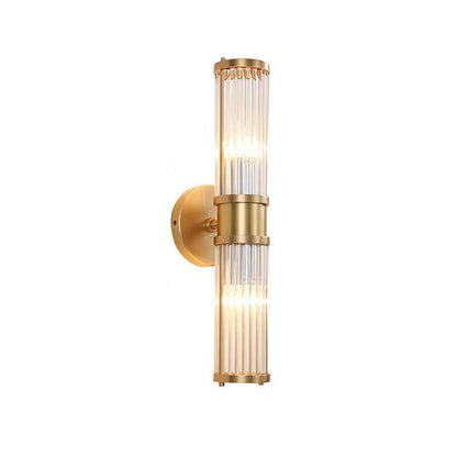 Transparent Cylinder Iron Glass 1/2 Light Wall Sconce Lamp