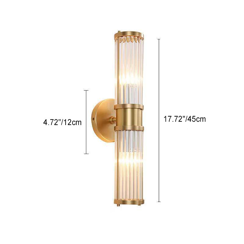 Transparent Cylinder Iron Glass 1/2 Light Wall Sconce Lamp