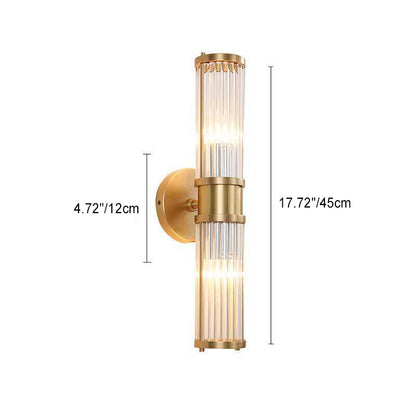 Transparent Cylinder Iron Glass 1/2 Light Wall Sconce Lamp