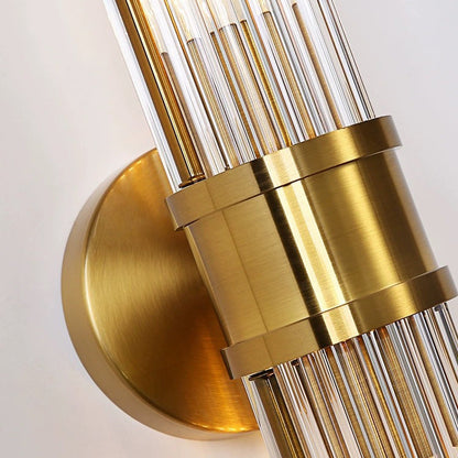 Transparent Cylinder Iron Glass 1/2 Light Wall Sconce Lamp