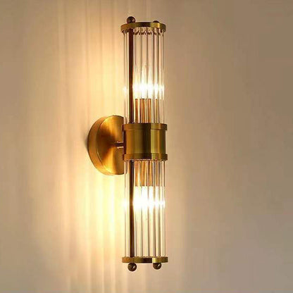 Transparent Cylinder Iron Glass 1/2 Light Wall Sconce Lamp