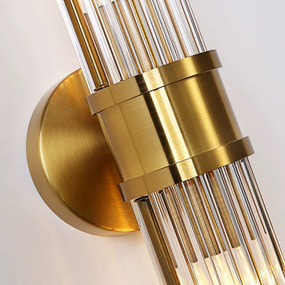 Transparent Cylinder Iron Glass 1/2 Light Wall Sconce Lamp