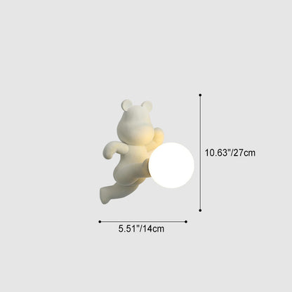 Creative Bear Sphere Resin Glass 1-Light Wall Sconce Lamp