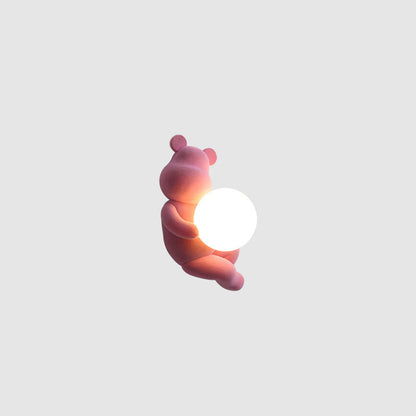 Creative Bear Sphere Resin Glass 1-Light Wall Sconce Lamp