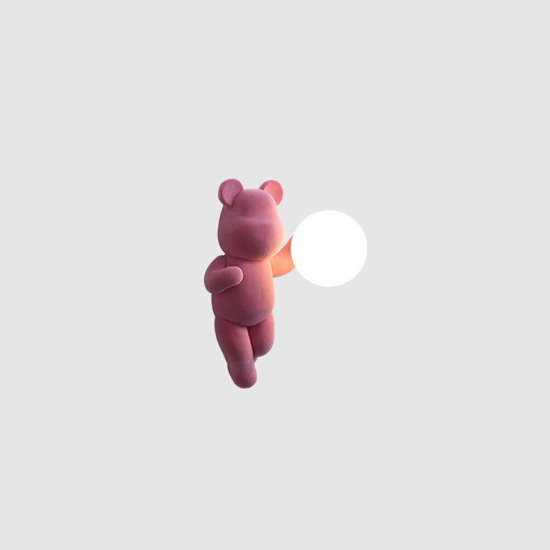 Creative Bear Sphere Resin Glass 1-Light Wall Sconce Lamp