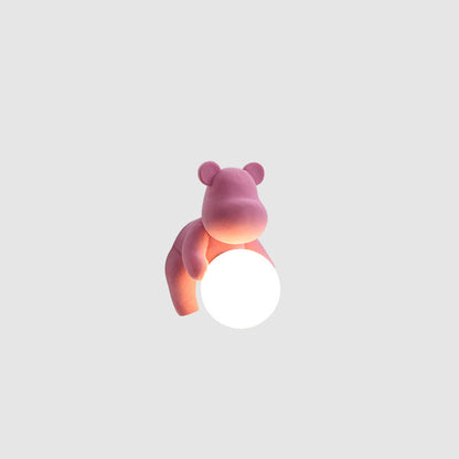 Creative Bear Sphere Resin Glass 1-Light Wall Sconce Lamp