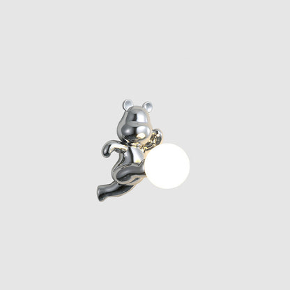 Creative Bear Sphere Resin Glass 1-Light Wall Sconce Lamp