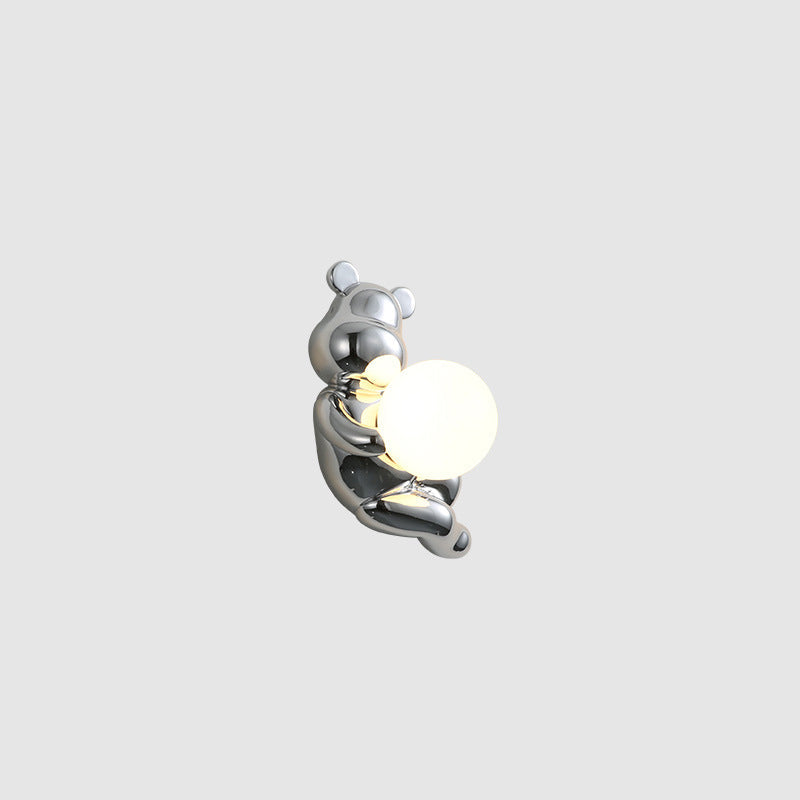Creative Bear Sphere Resin Glass 1-Light Wall Sconce Lamp