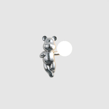 Creative Bear Sphere Resin Glass 1-Light Wall Sconce Lamp