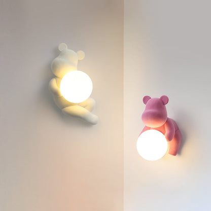 Creative Bear Sphere Resin Glass 1-Light Wall Sconce Lamp