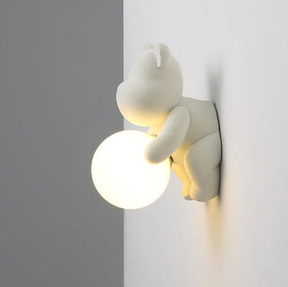Creative Bear Sphere Resin Glass 1-Light Wall Sconce Lamp