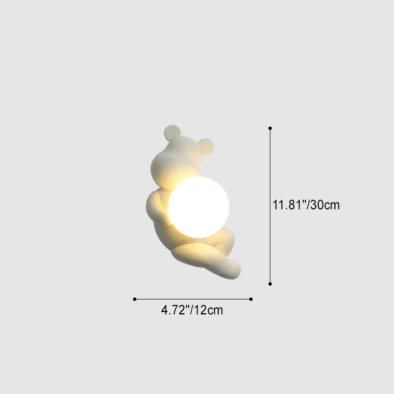 Creative Bear Sphere Resin Glass 1-Light Wall Sconce Lamp