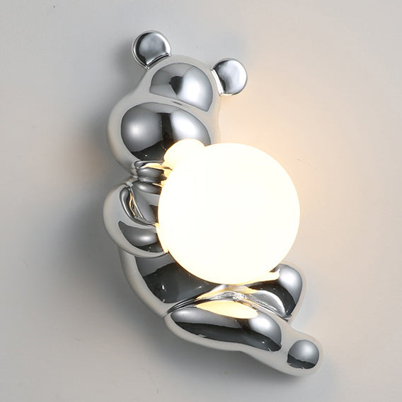 Creative Bear Sphere Resin Glass 1-Light Wall Sconce Lamp