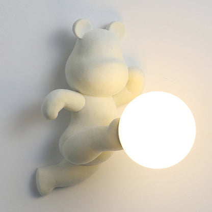 Creative Bear Sphere Resin Glass 1-Light Wall Sconce Lamp