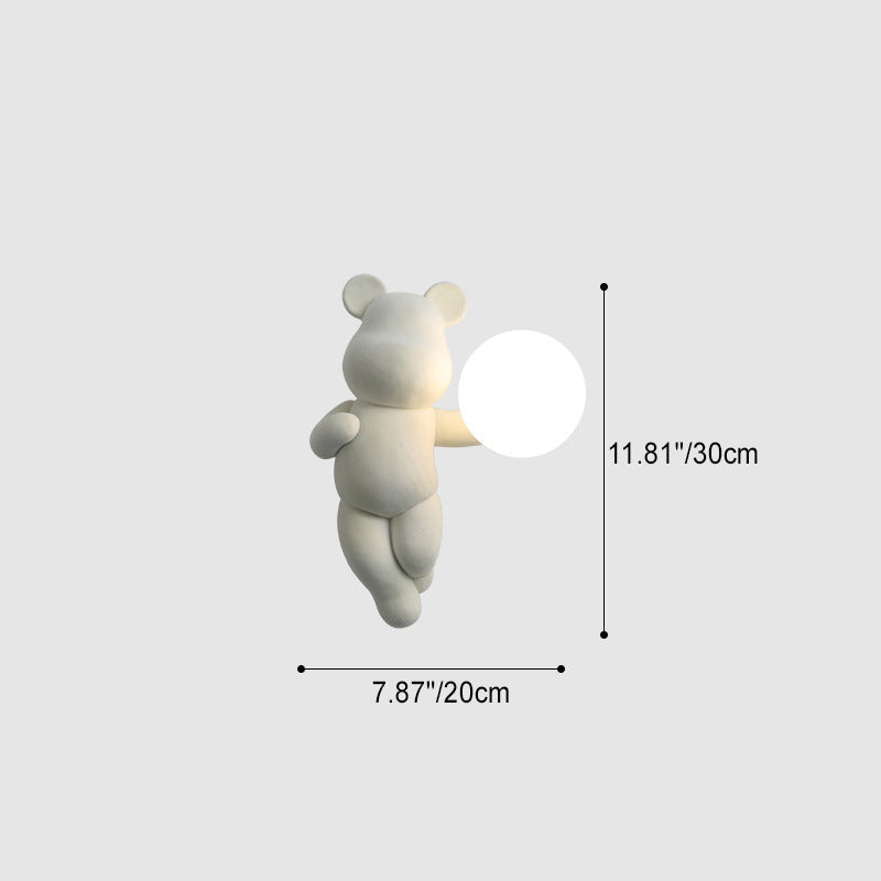 Creative Bear Sphere Resin Glass 1-Light Wall Sconce Lamp
