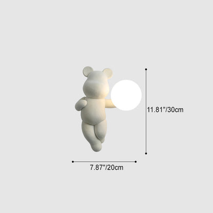 Creative Bear Sphere Resin Glass 1-Light Wall Sconce Lamp