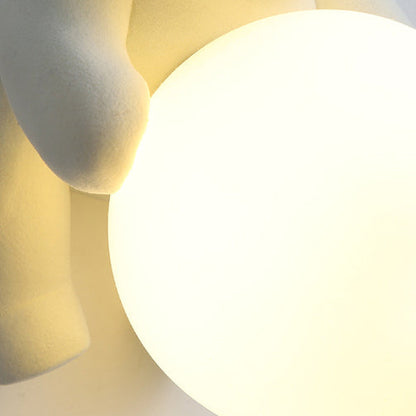 Creative Bear Sphere Resin Glass 1-Light Wall Sconce Lamp