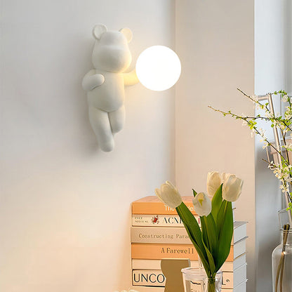 Creative Bear Sphere Resin Glass 1-Light Wall Sconce Lamp
