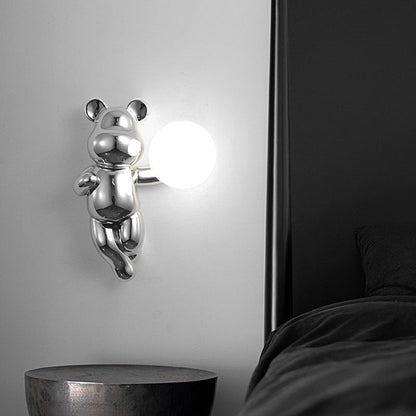 Creative Bear Sphere Resin Glass 1-Light Wall Sconce Lamp