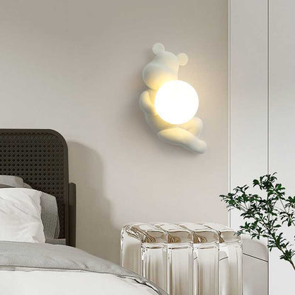 Creative Bear Sphere Resin Glass 1-Light Wall Sconce Lamp