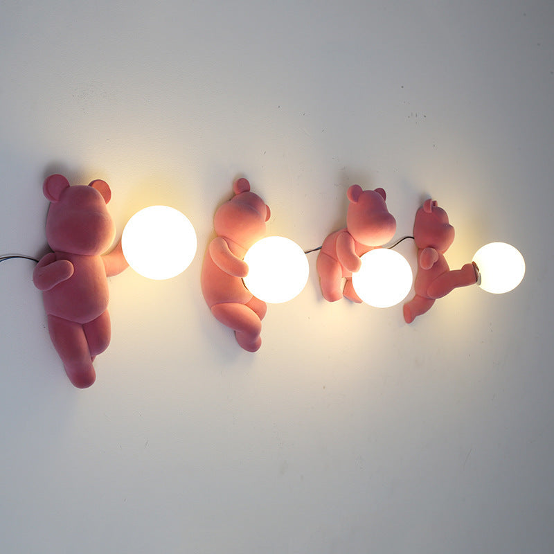 Creative Bear Sphere Resin Glass 1-Light Wall Sconce Lamp