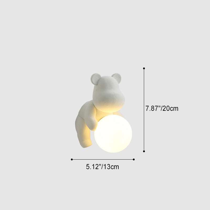 Creative Bear Sphere Resin Glass 1-Light Wall Sconce Lamp