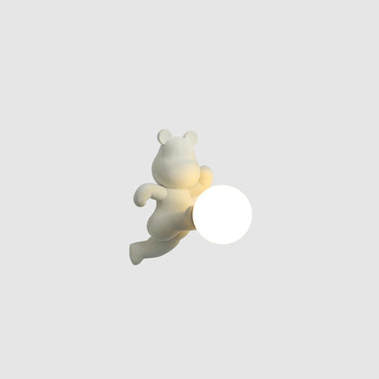 Creative Bear Sphere Resin Glass 1-Light Wall Sconce Lamp