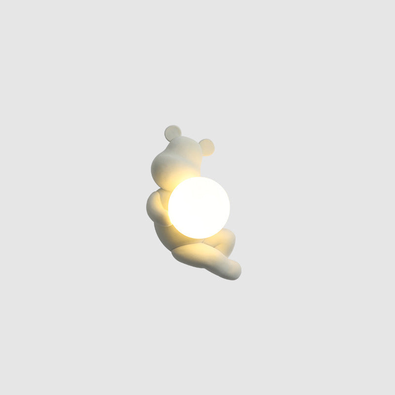 Creative Bear Sphere Resin Glass 1-Light Wall Sconce Lamp