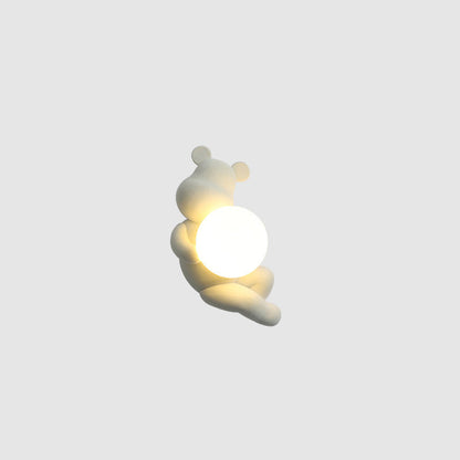 Creative Bear Sphere Resin Glass 1-Light Wall Sconce Lamp