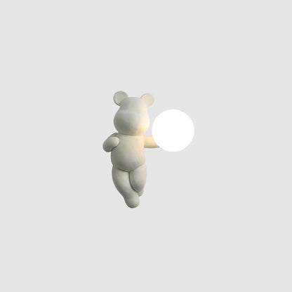 Creative Bear Sphere Resin Glass 1-Light Wall Sconce Lamp