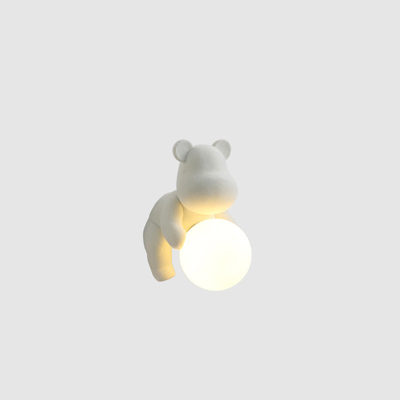 Creative Bear Sphere Resin Glass 1-Light Wall Sconce Lamp
