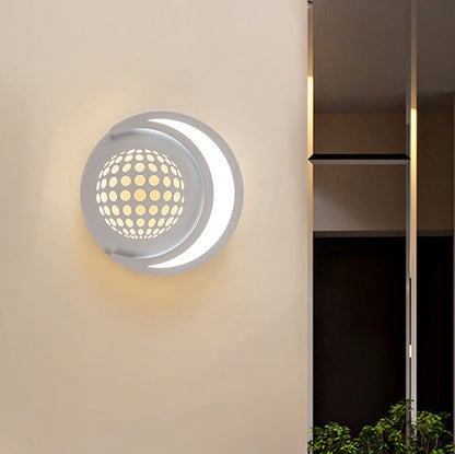 Planet Round Iron Aluminum Acrylic LED Wall Sconce Lamp