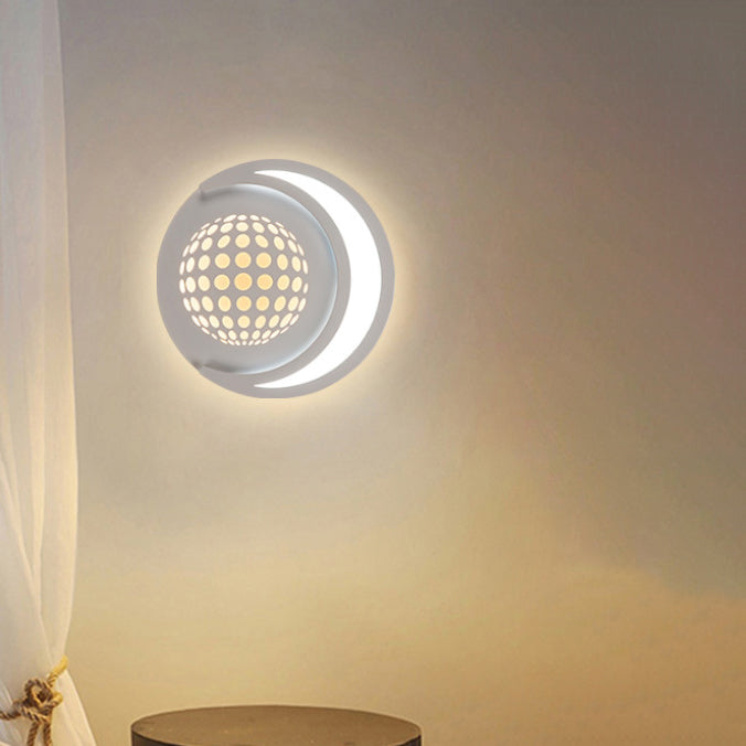 Planet Round Iron Aluminum Acrylic LED Wall Sconce Lamp