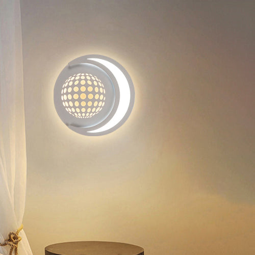 Planet Round Iron Aluminum Acrylic LED Wall Sconce Lamp